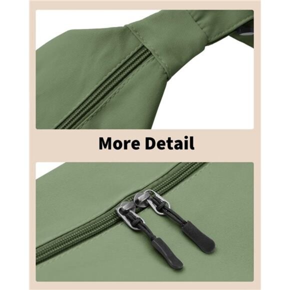 Mini Crescent Bag with Adjustable Strap, 2 Zippers Lightweight Nylon Bag - Army - Picture 4 of 7
